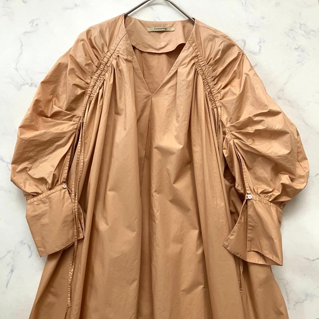 カレンソロジー　コットンドロストスリーブワンピース　マキシ丈　Vネック