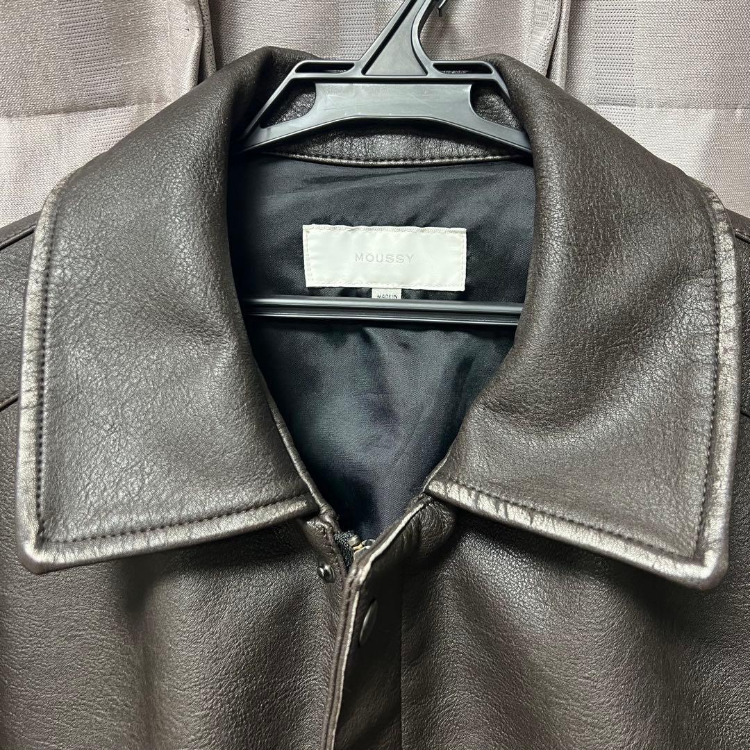 【美品】MOUSSY F/LEATHER A-2 フライトジャケット　ブラウン
