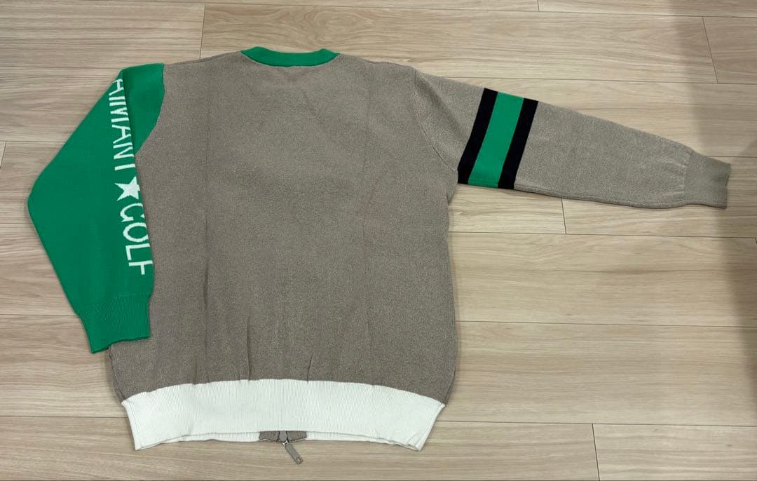 AIMANT GOLF ジップアップジャンパー グレー/グリーン