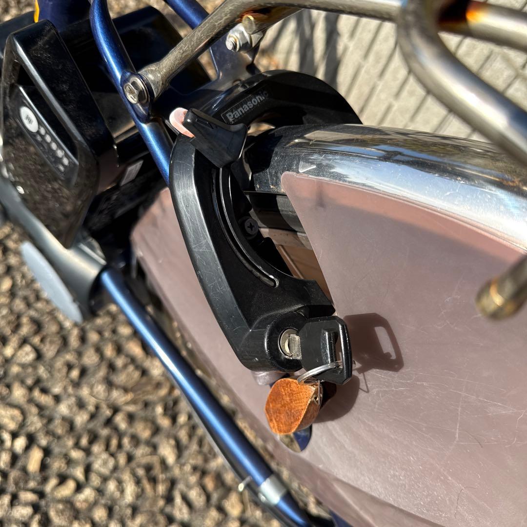 パナソニック 26インチ 電動アシスト, シティタイプ 青色 前後バスケット付き