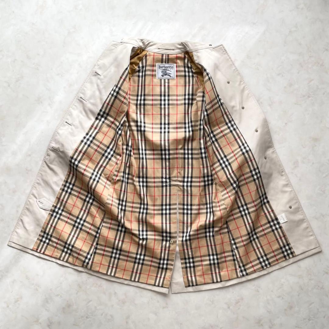 【美品】Burberry ステンカラーコート　ノバチェック　七分袖　S〜M