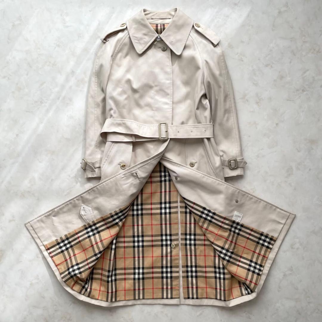 【美品】Burberry ステンカラーコート　ノバチェック　七分袖　S〜M