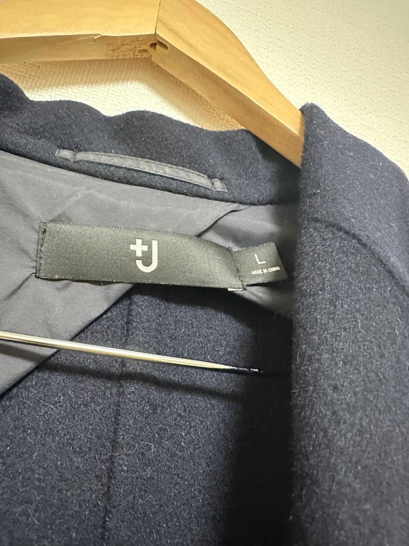 ＋J カシミヤブレンドチェスターロングコートL ネイビー