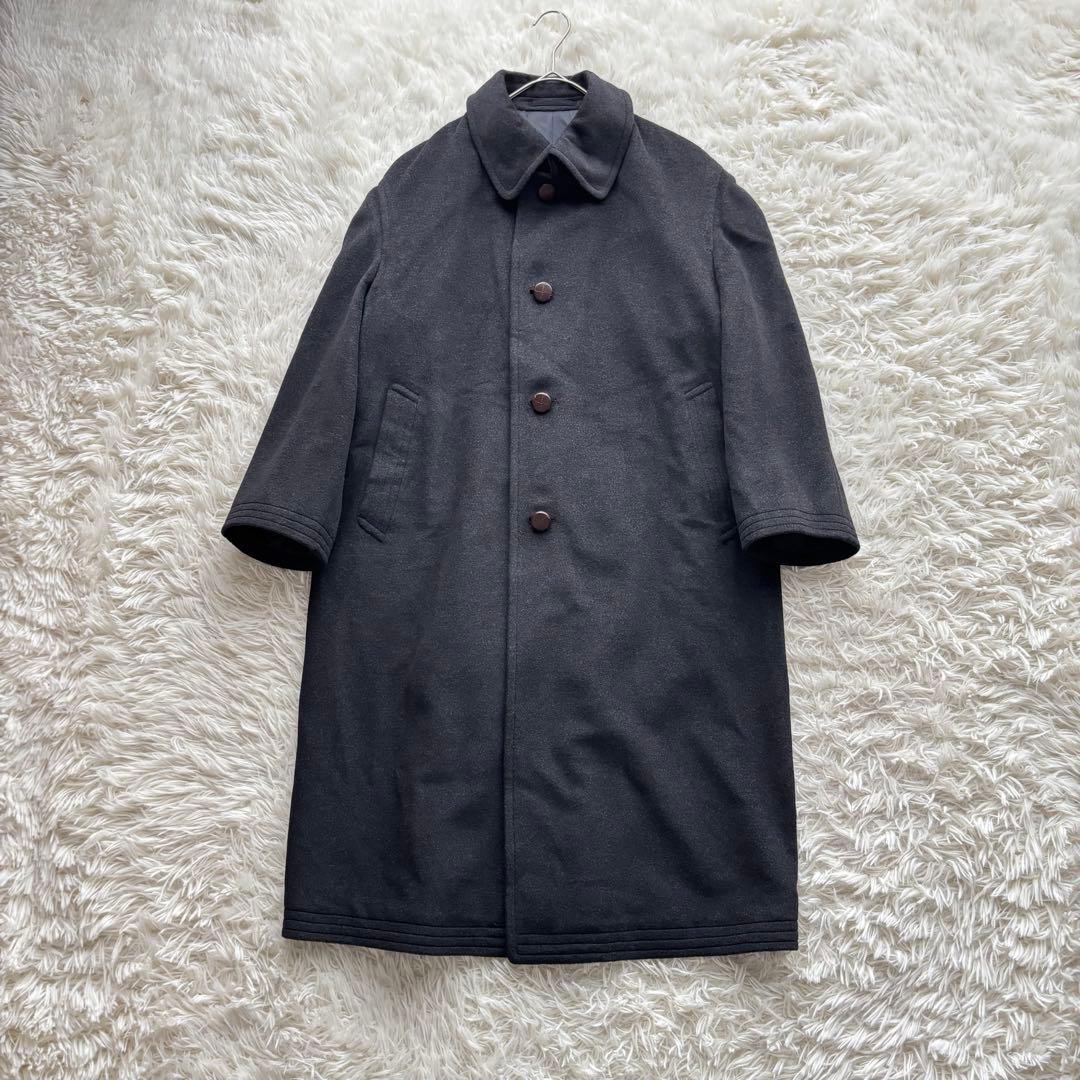 美品✨銀座英國屋 アンゴラ ラムウール シングルコート シルク チャコールグレー