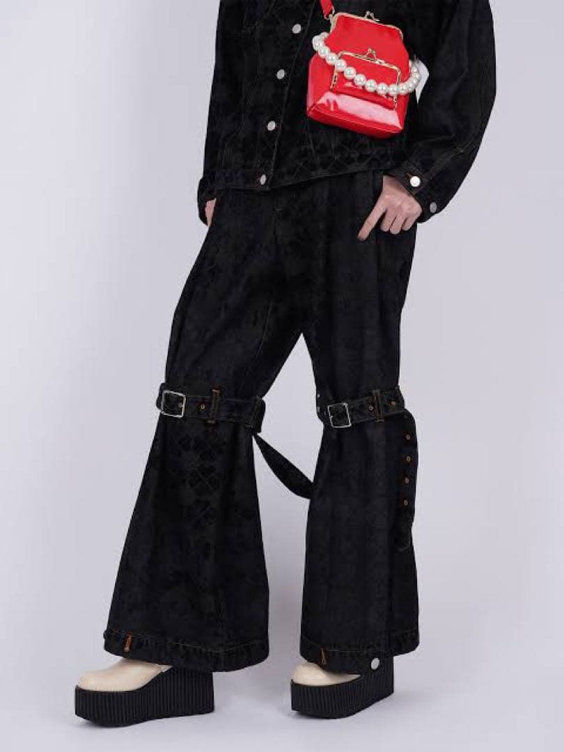 新品タグ付き　PAMEO POSE クローバー柄　パンツ　デニム　y2k