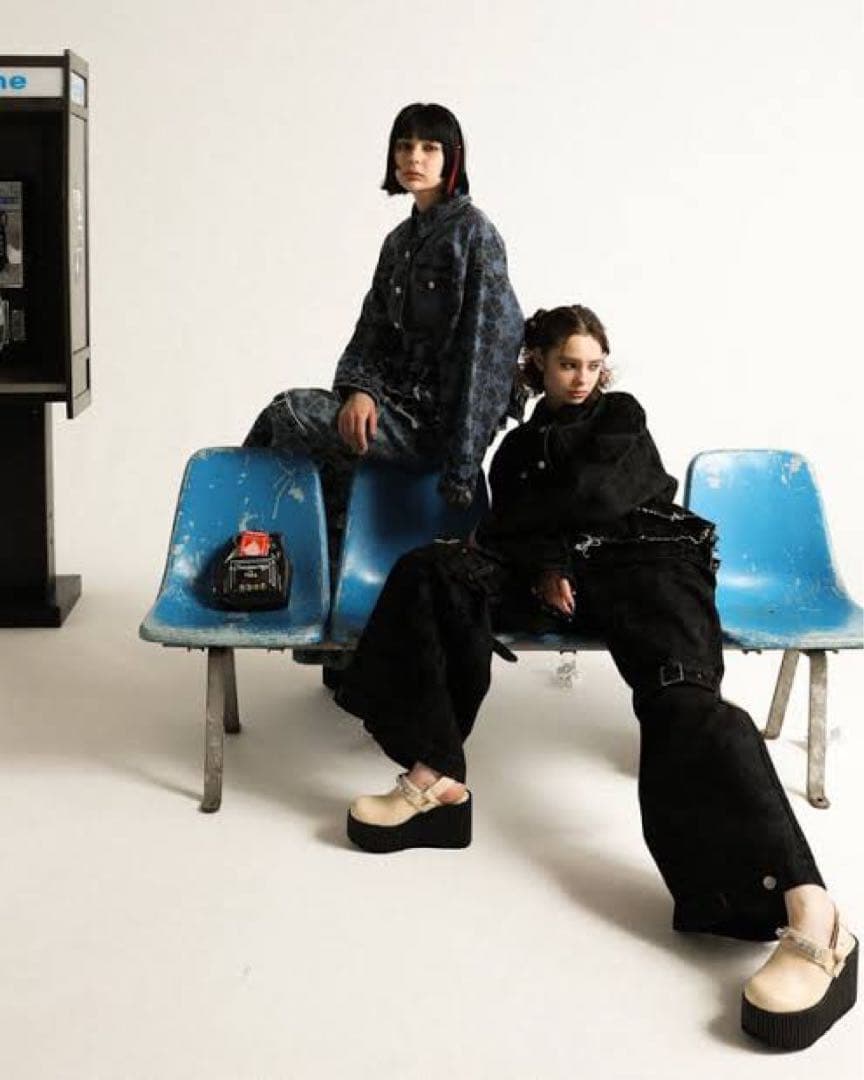 新品タグ付き　PAMEO POSE クローバー柄　パンツ　デニム　y2k