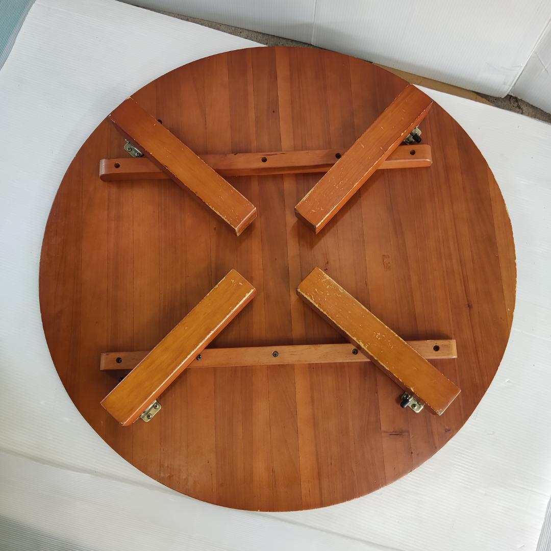 ちゃぶ台　レトロ　木製　円形座卓　茶色　小傷あり