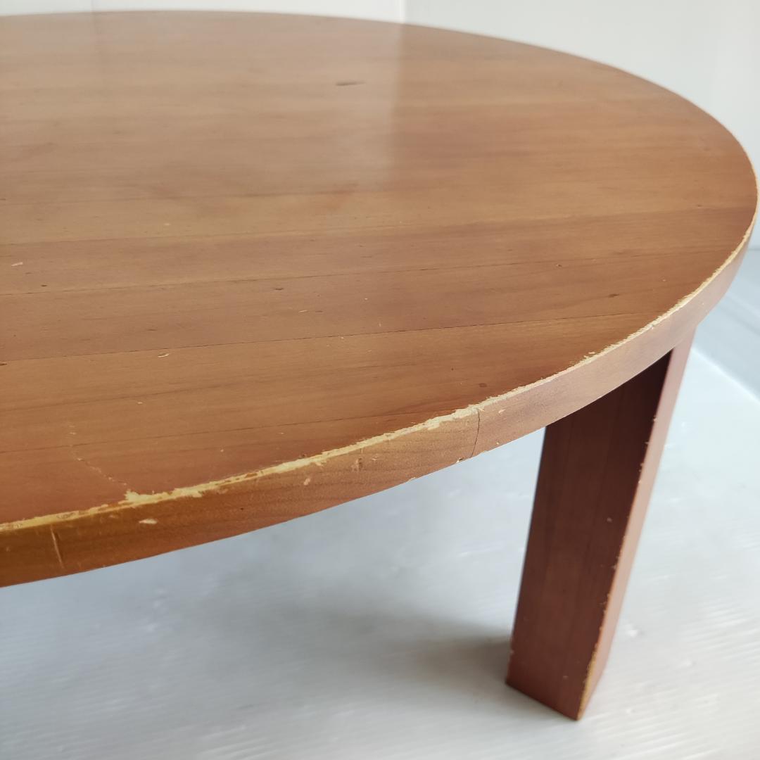 ちゃぶ台　レトロ　木製　円形座卓　茶色　小傷あり