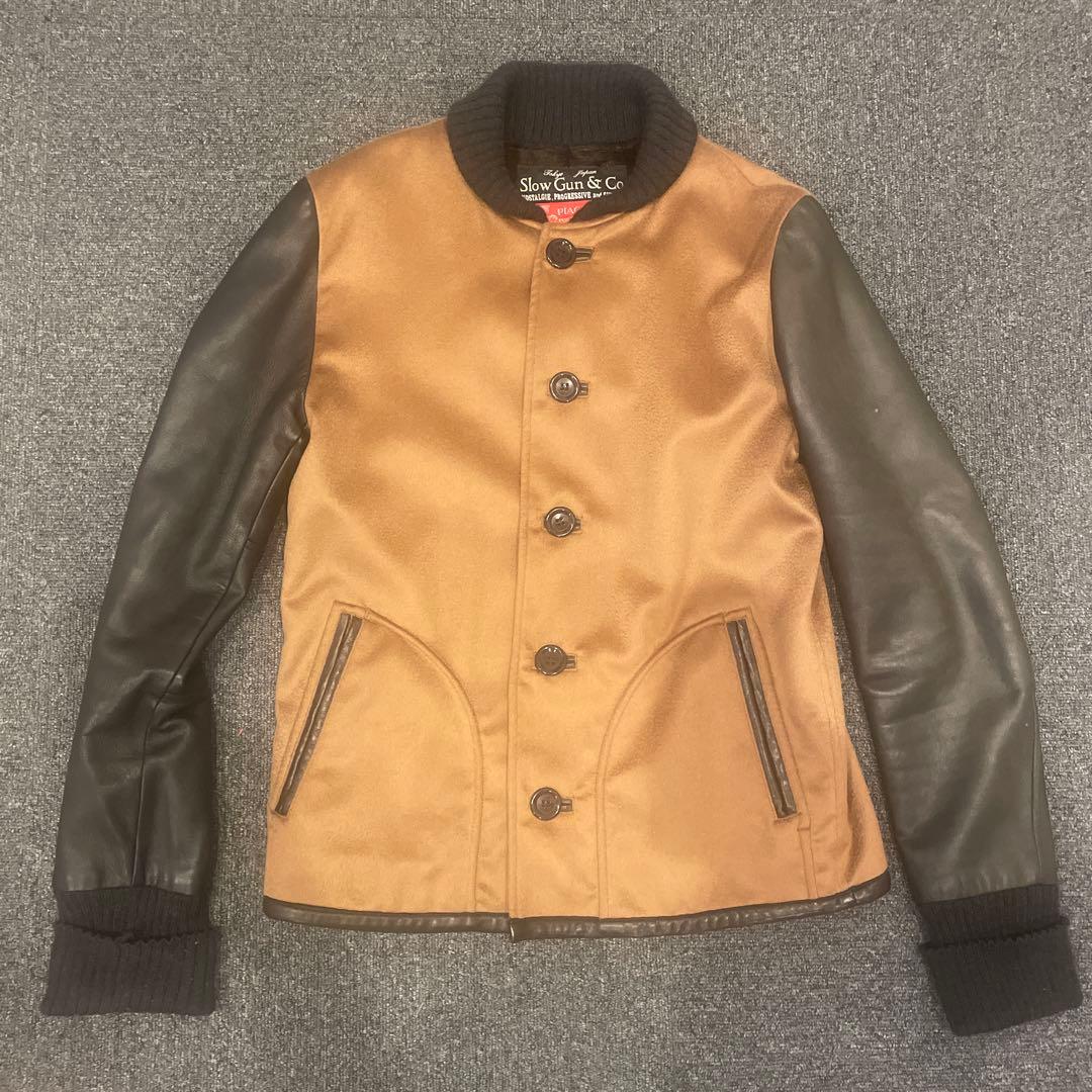 SLOWGUN 大人のスタジャン 本革×カシミヤ キャメル