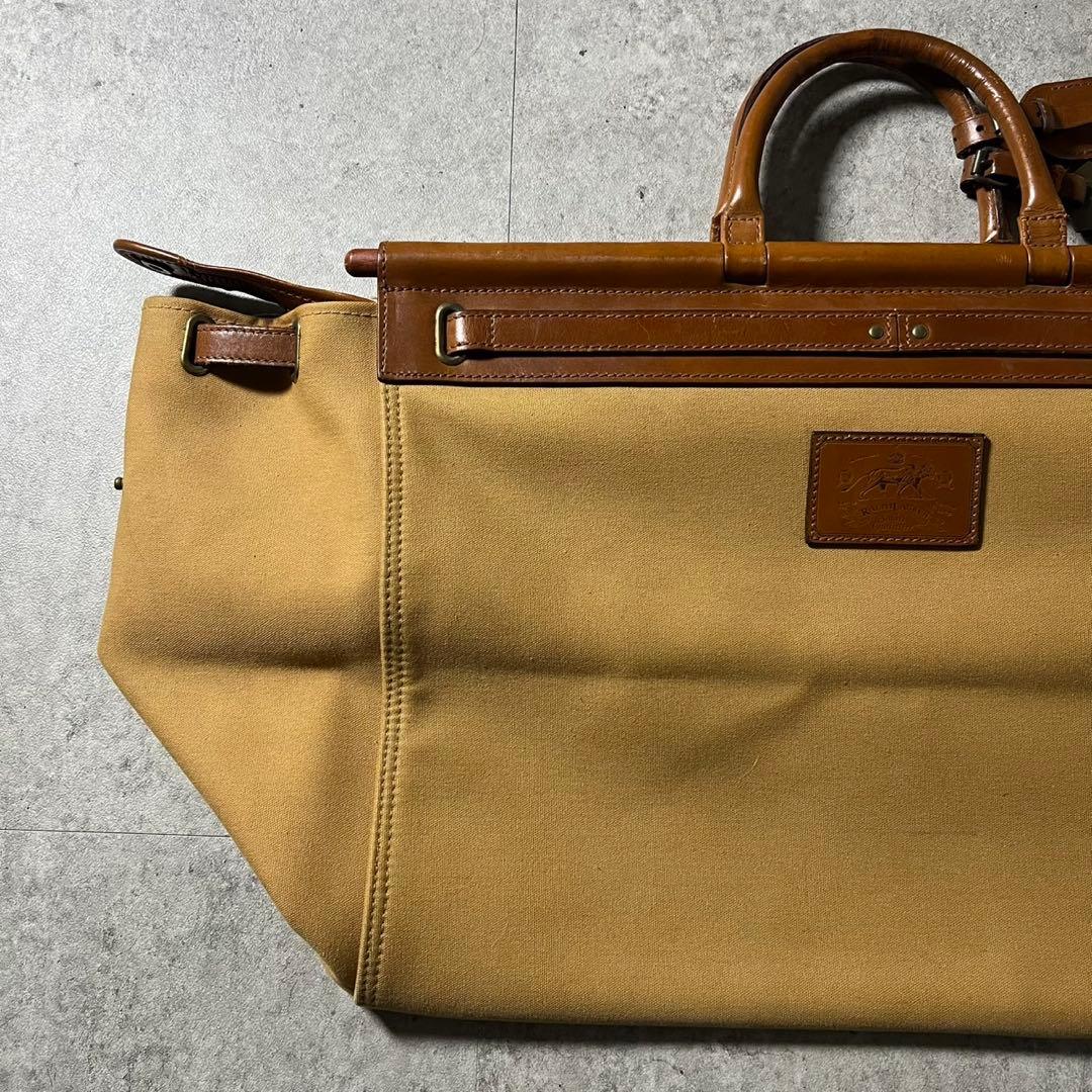 90s ポロラルフローレン サファリ ボストンバッグ キャンバス×レザー