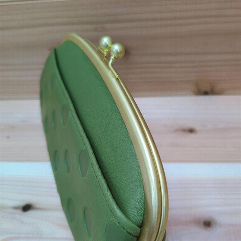 新品　ドット柄　グリーン　水玉　ズッケロ　がま口　GN レディース　ブランド