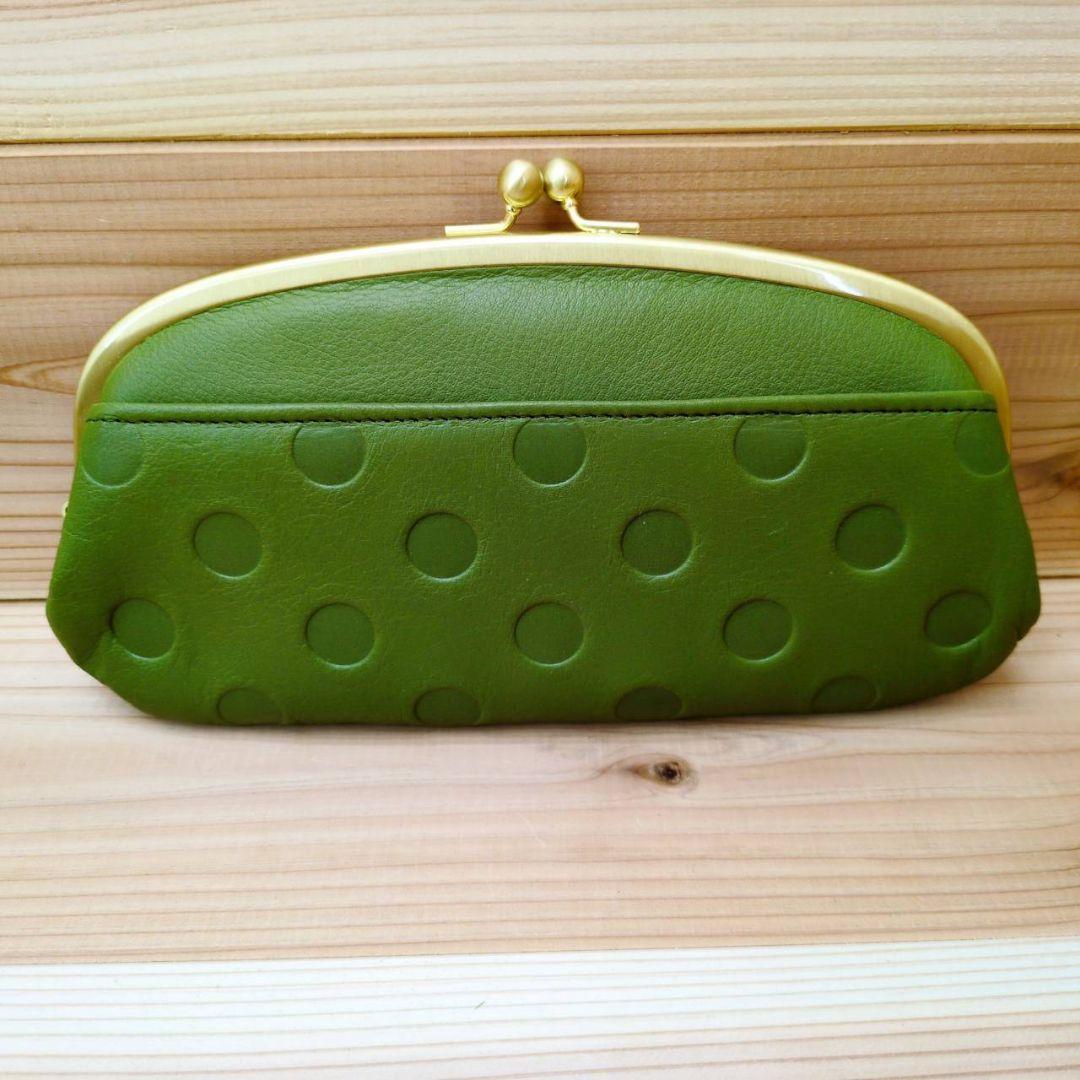 新品　ドット柄　グリーン　水玉　ズッケロ　がま口　GN レディース　ブランド