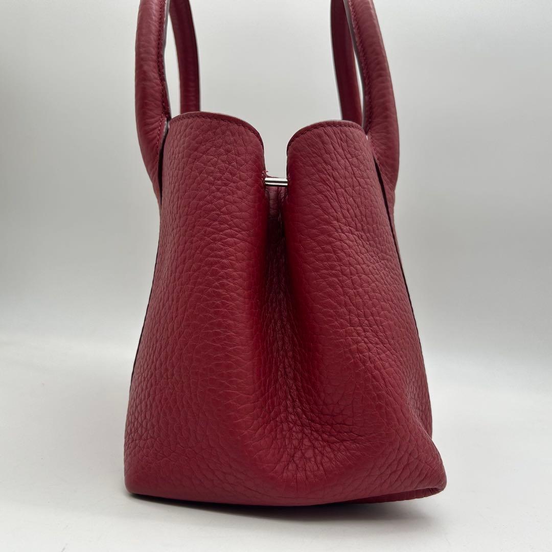 極美品　HIROFU　ヒロフ　クラシッカ　トートバッグ　レザー　赤　肩掛け　自立