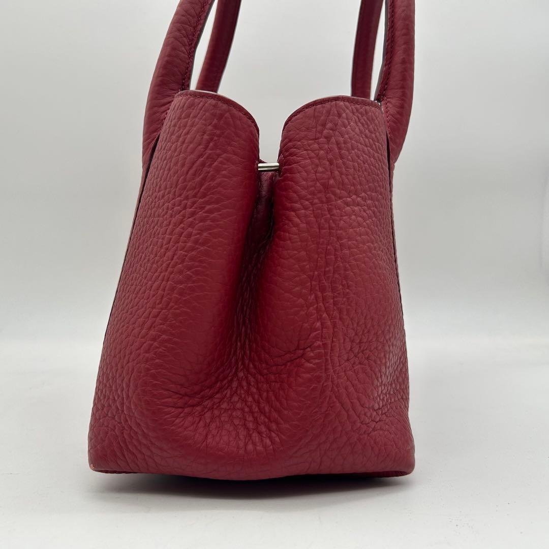 極美品　HIROFU　ヒロフ　クラシッカ　トートバッグ　レザー　赤　肩掛け　自立