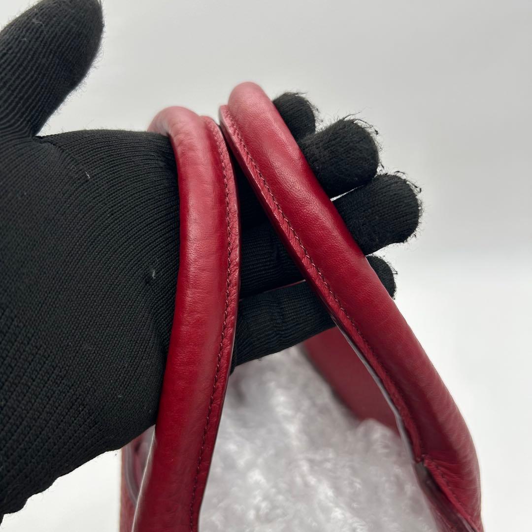 極美品　HIROFU　ヒロフ　クラシッカ　トートバッグ　レザー　赤　肩掛け　自立