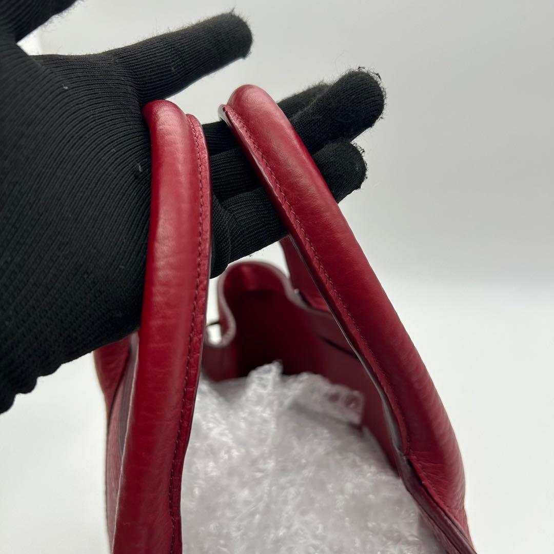 極美品　HIROFU　ヒロフ　クラシッカ　トートバッグ　レザー　赤　肩掛け　自立