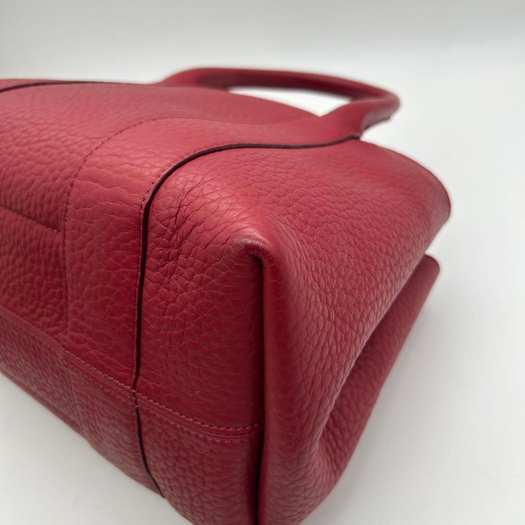 極美品　HIROFU　ヒロフ　クラシッカ　トートバッグ　レザー　赤　肩掛け　自立