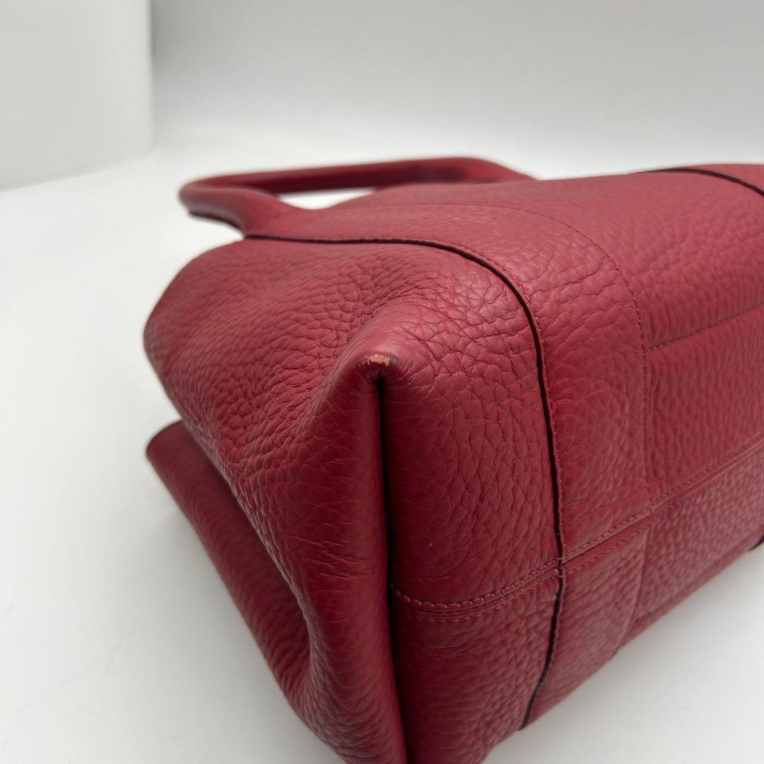 極美品　HIROFU　ヒロフ　クラシッカ　トートバッグ　レザー　赤　肩掛け　自立