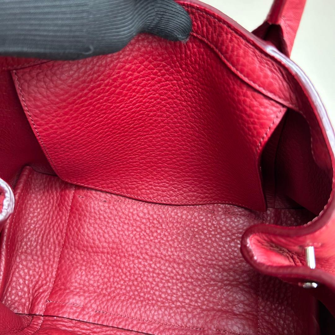 極美品　HIROFU　ヒロフ　クラシッカ　トートバッグ　レザー　赤　肩掛け　自立