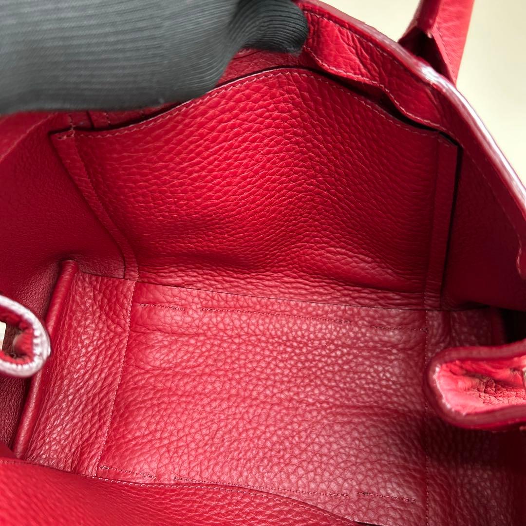 極美品　HIROFU　ヒロフ　クラシッカ　トートバッグ　レザー　赤　肩掛け　自立