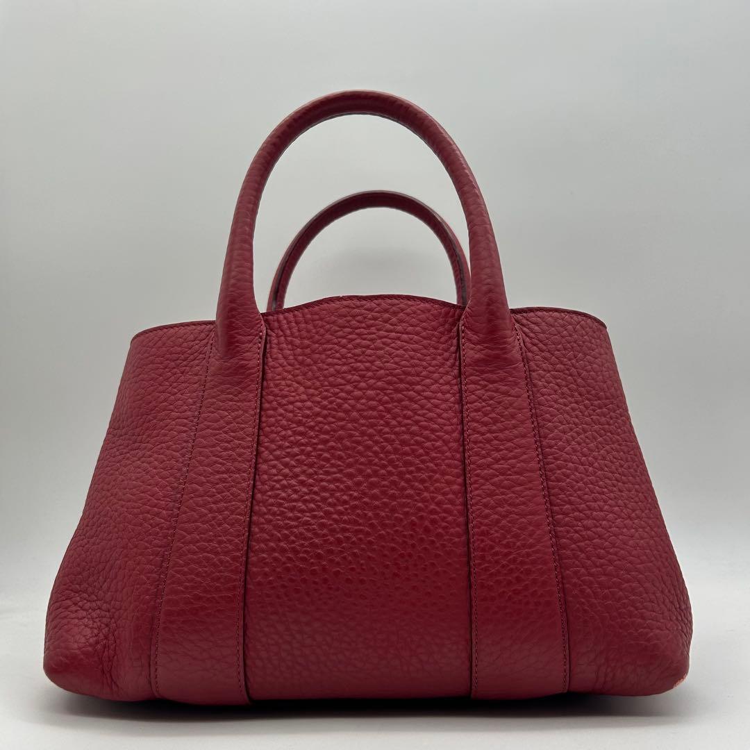 極美品　HIROFU　ヒロフ　クラシッカ　トートバッグ　レザー　赤　肩掛け　自立