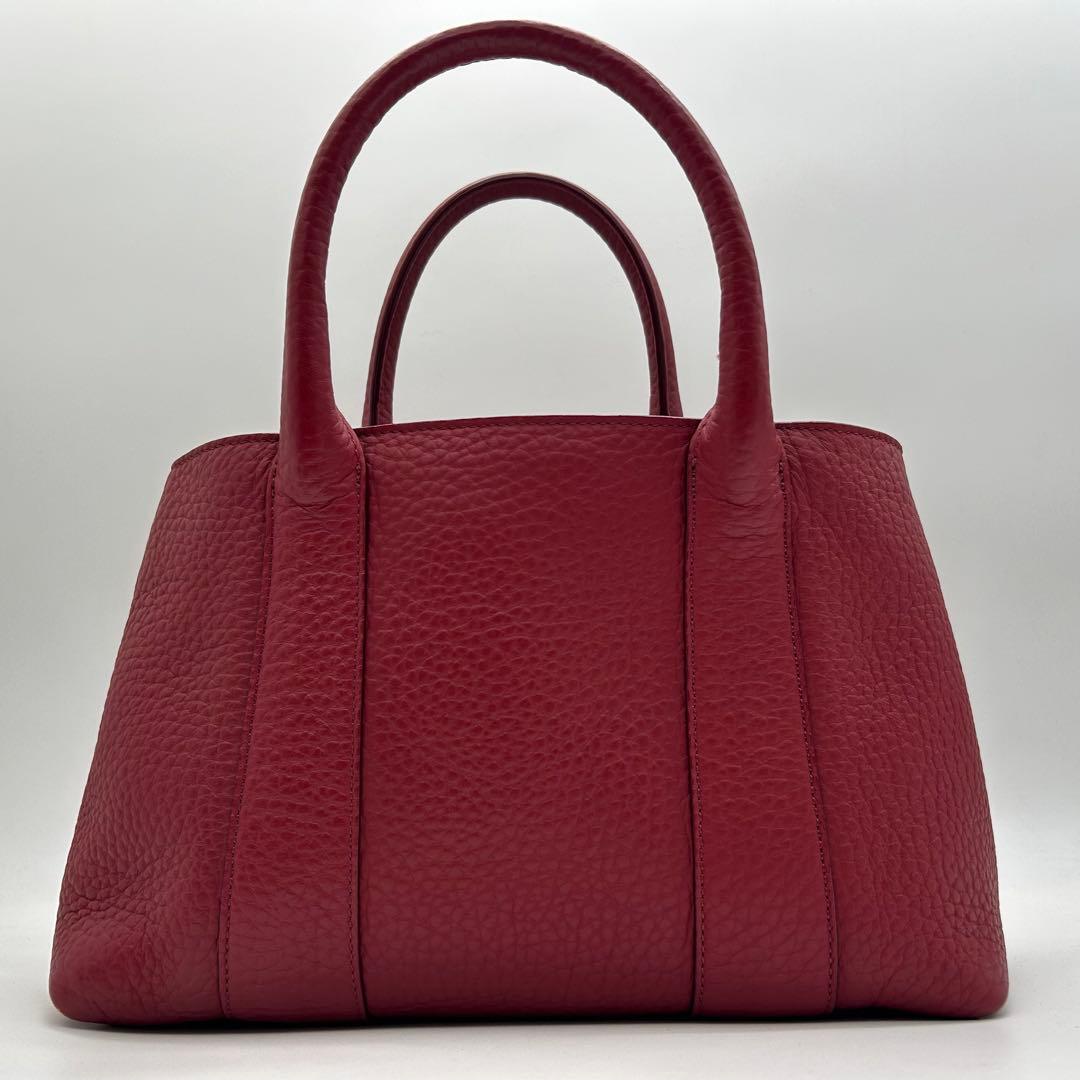 極美品　HIROFU　ヒロフ　クラシッカ　トートバッグ　レザー　赤　肩掛け　自立