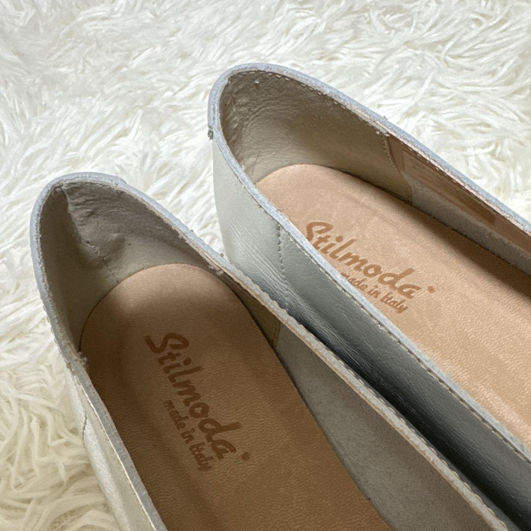 ◆美品◆Stilmoda ラウンドトゥパンプス フラットシューズ シルバー 39