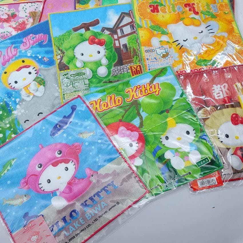 【q-124s/k】 ハローキティ　ハンカチ　41枚　ご当地　未使用品