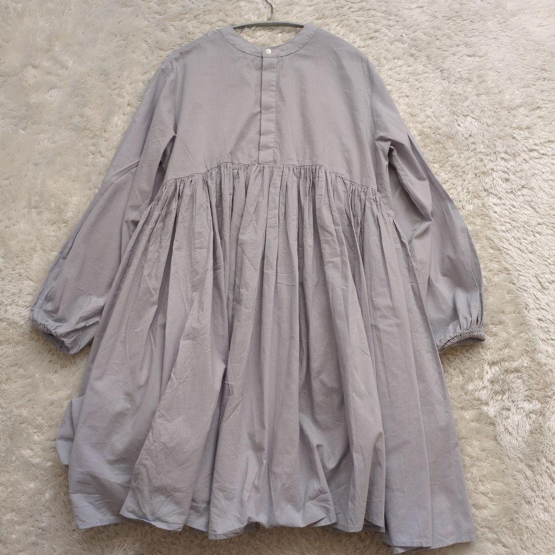 2024SS　ビアズリー 　ギャザー　チュニック　ワンピース　グレー
