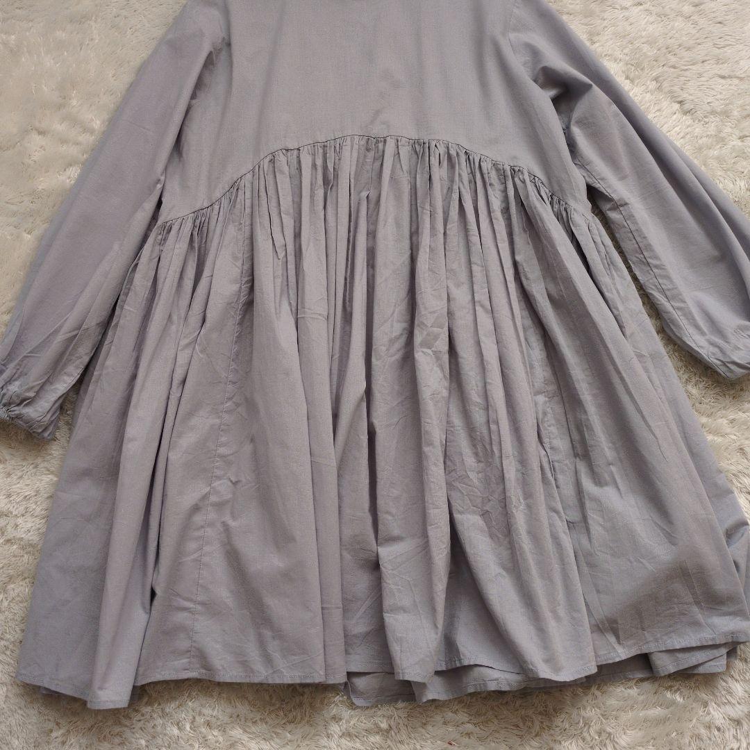 2024SS　ビアズリー 　ギャザー　チュニック　ワンピース　グレー