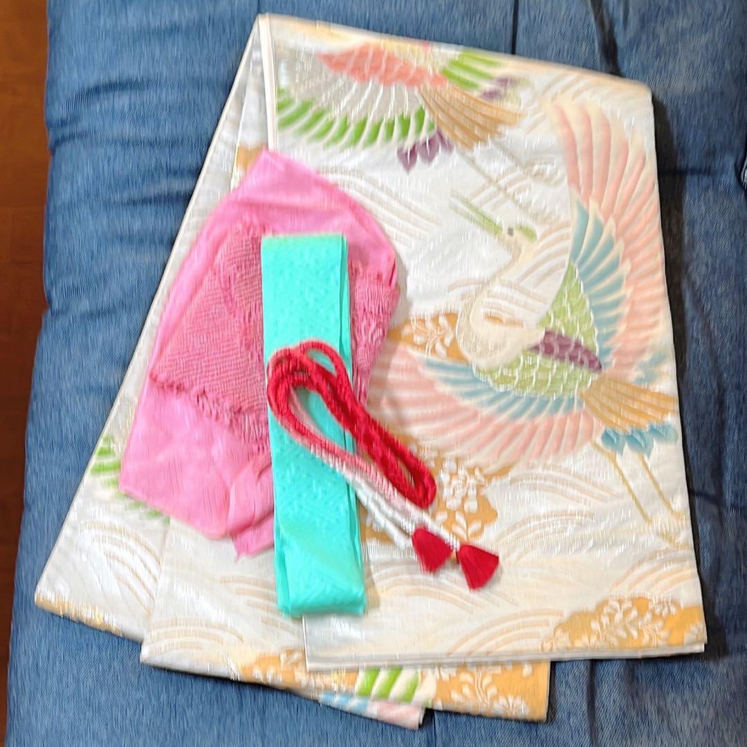 断捨離中の為破格‼️【高級 中振袖５点セット】 正絹 花柄 古典柄 刺繍 成人式