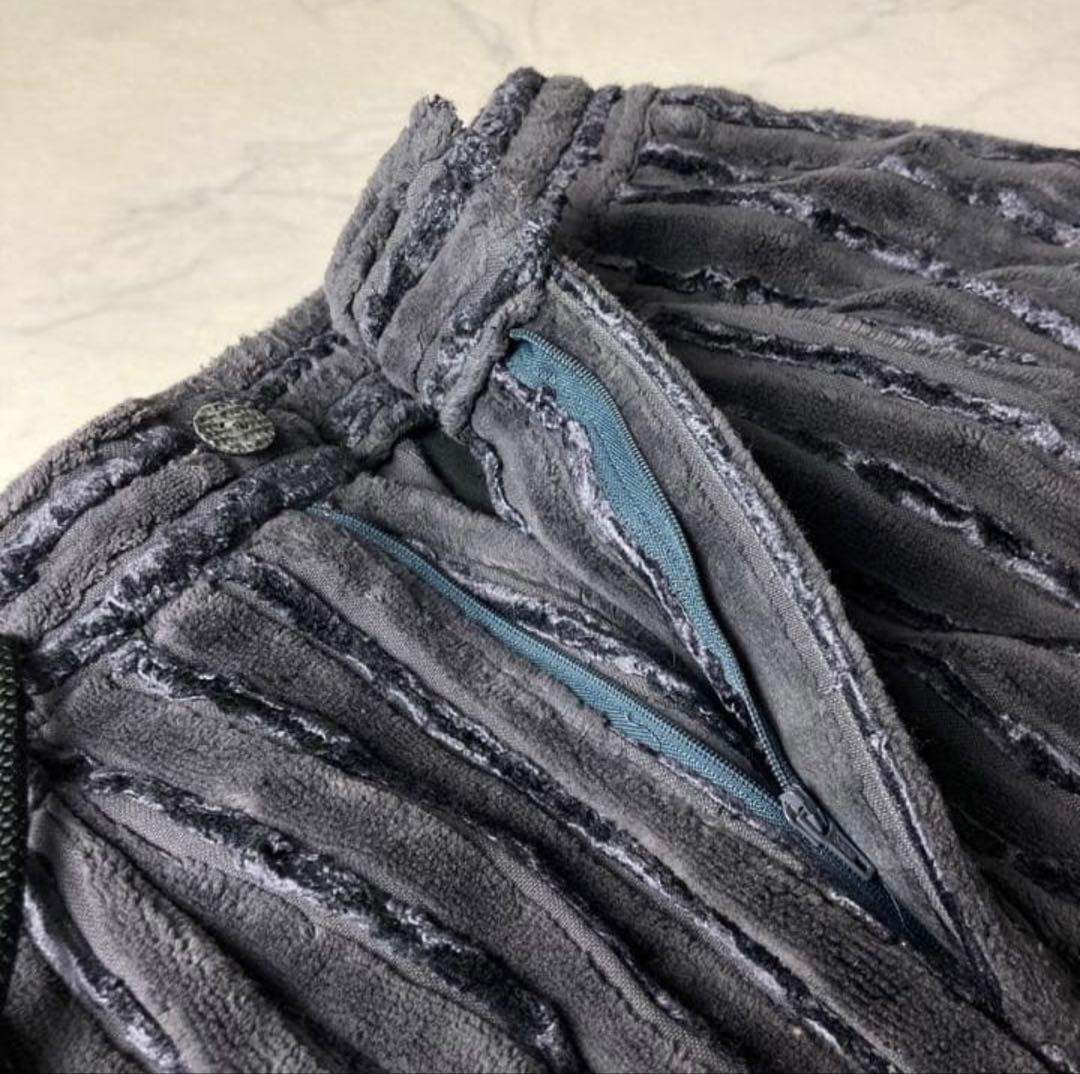 希少 90s~ 柄切替 デザイン 太畝コーデュロイ 極太 イージー ワイドパンツ