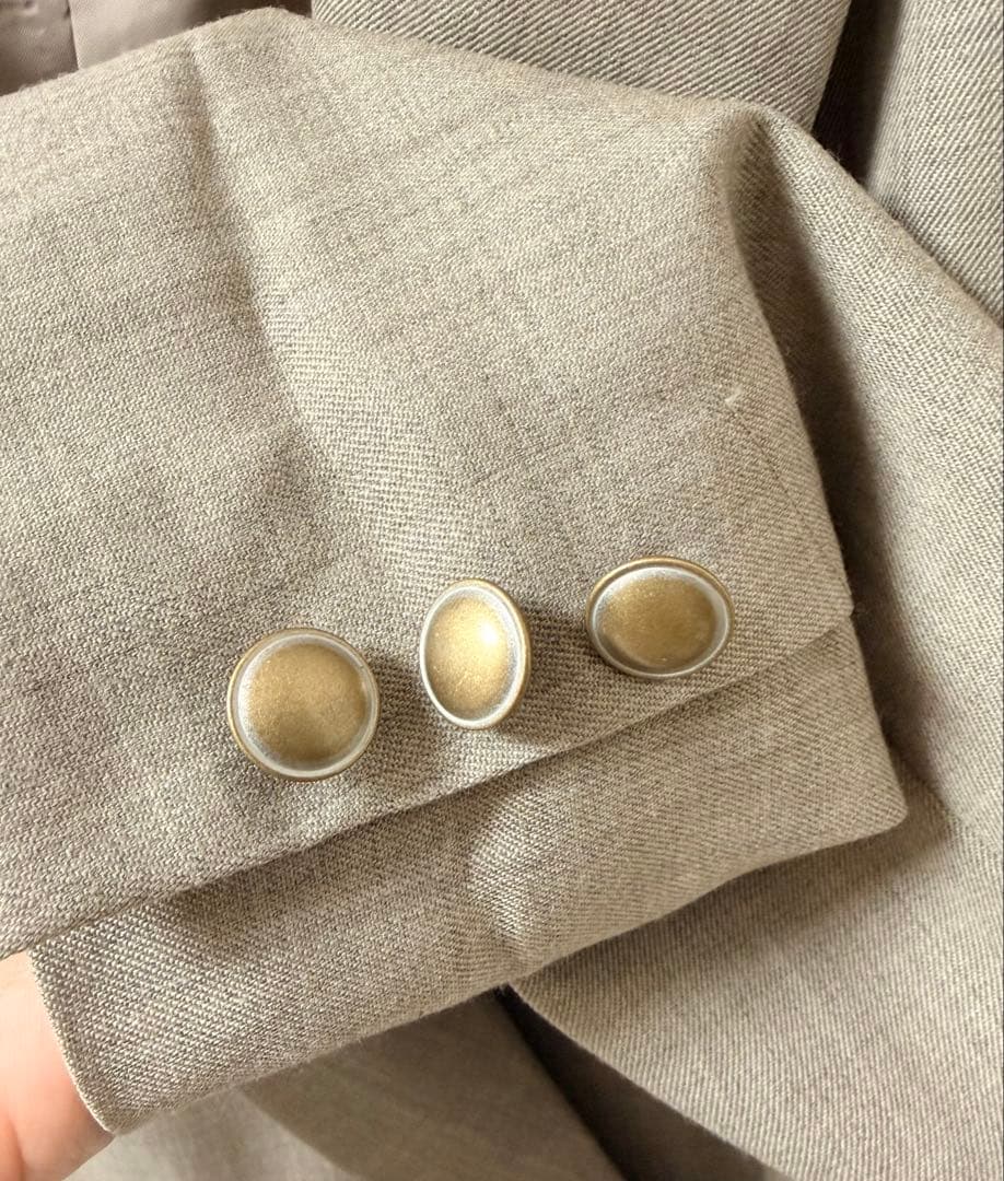 Noble プレーンピークドラペルダブルジャケット ベージュ 34