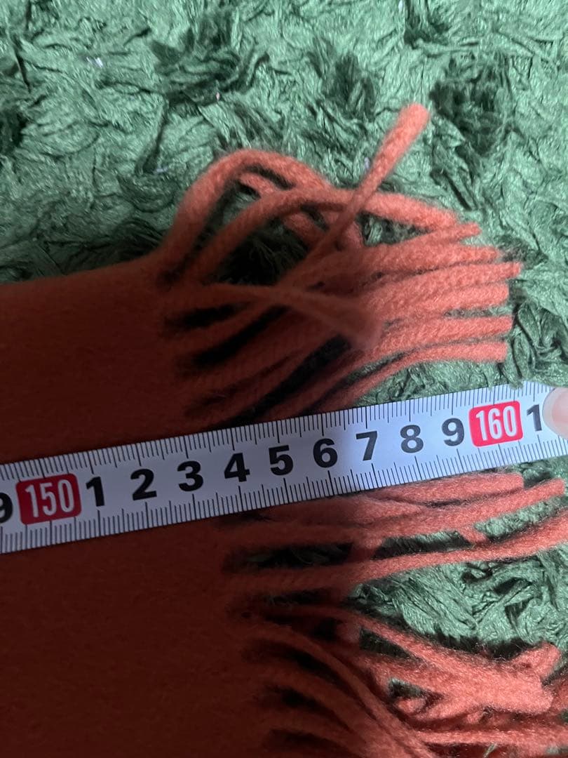 ETRO オレンジ ウール ストール フリンジ付き