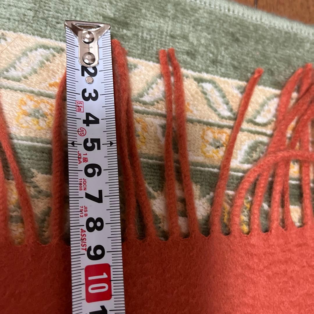 ETRO オレンジ ウール ストール フリンジ付き