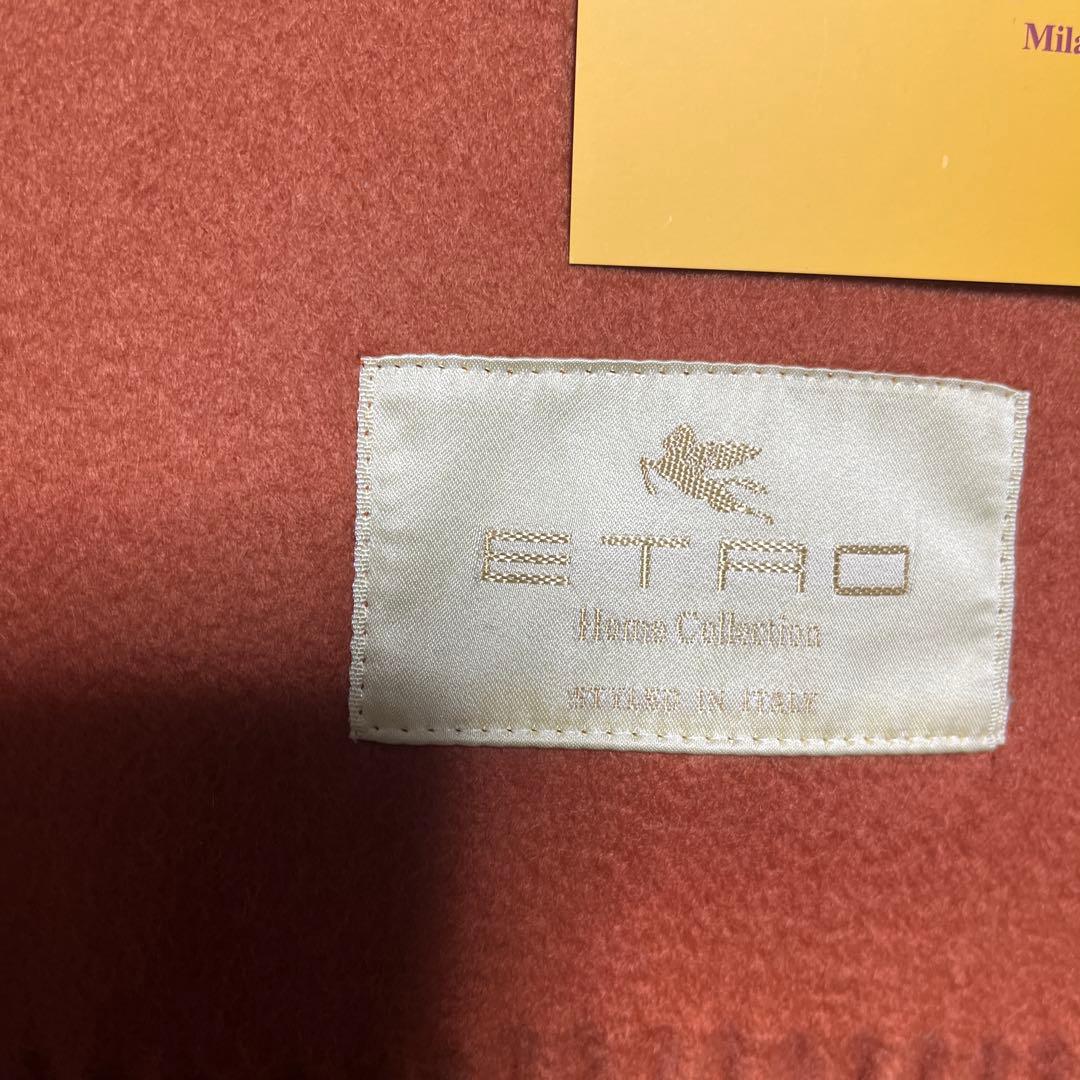 ETRO オレンジ ウール ストール フリンジ付き