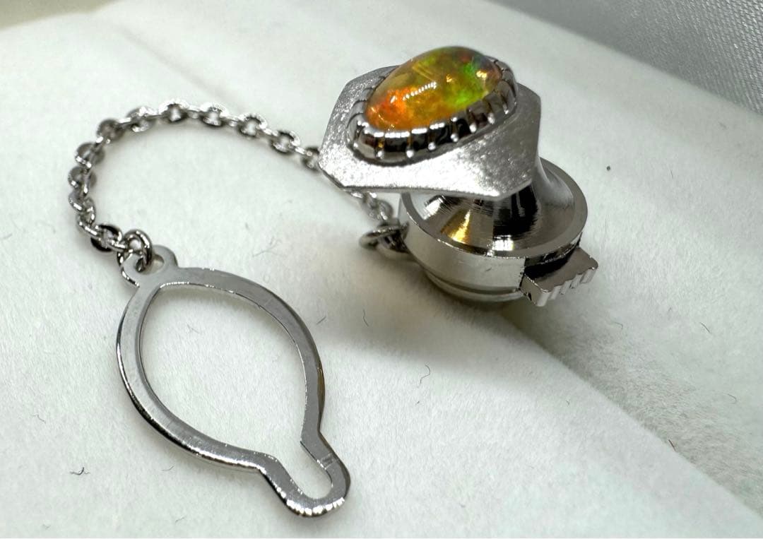 【美品★高級★希少】ファイヤーオパール　ネクタイピン　Pt900