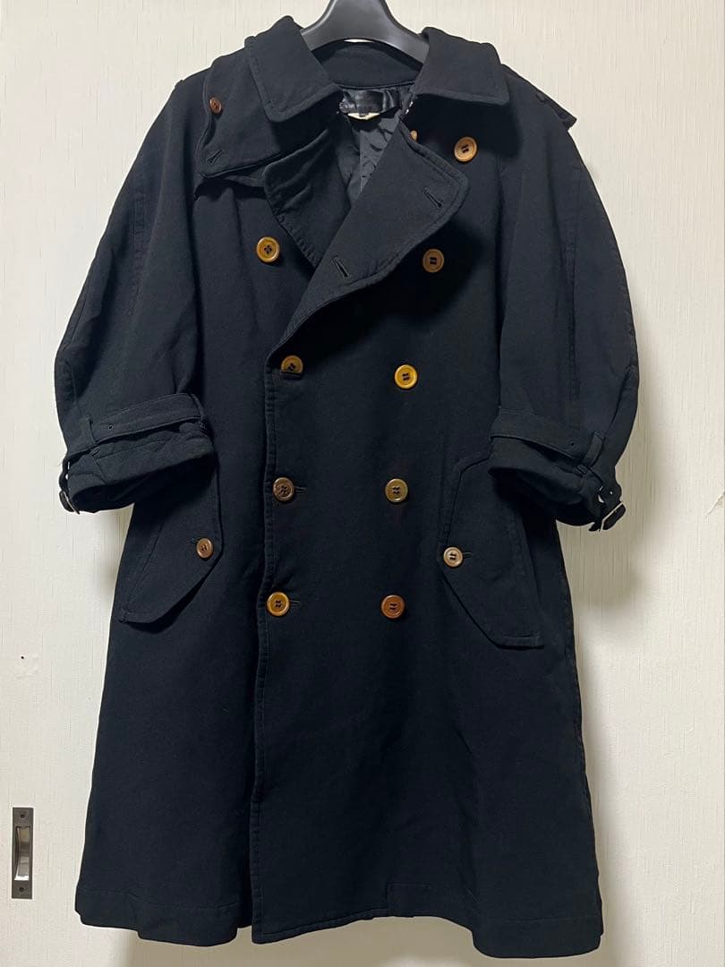 コムデギャルソン コムコム 2016 A/W トレンチコート 黒 XS ポリ縮絨