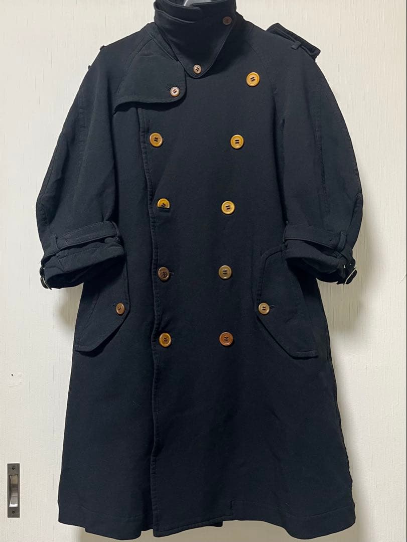 コムデギャルソン コムコム 2016 A/W トレンチコート 黒 XS ポリ縮絨