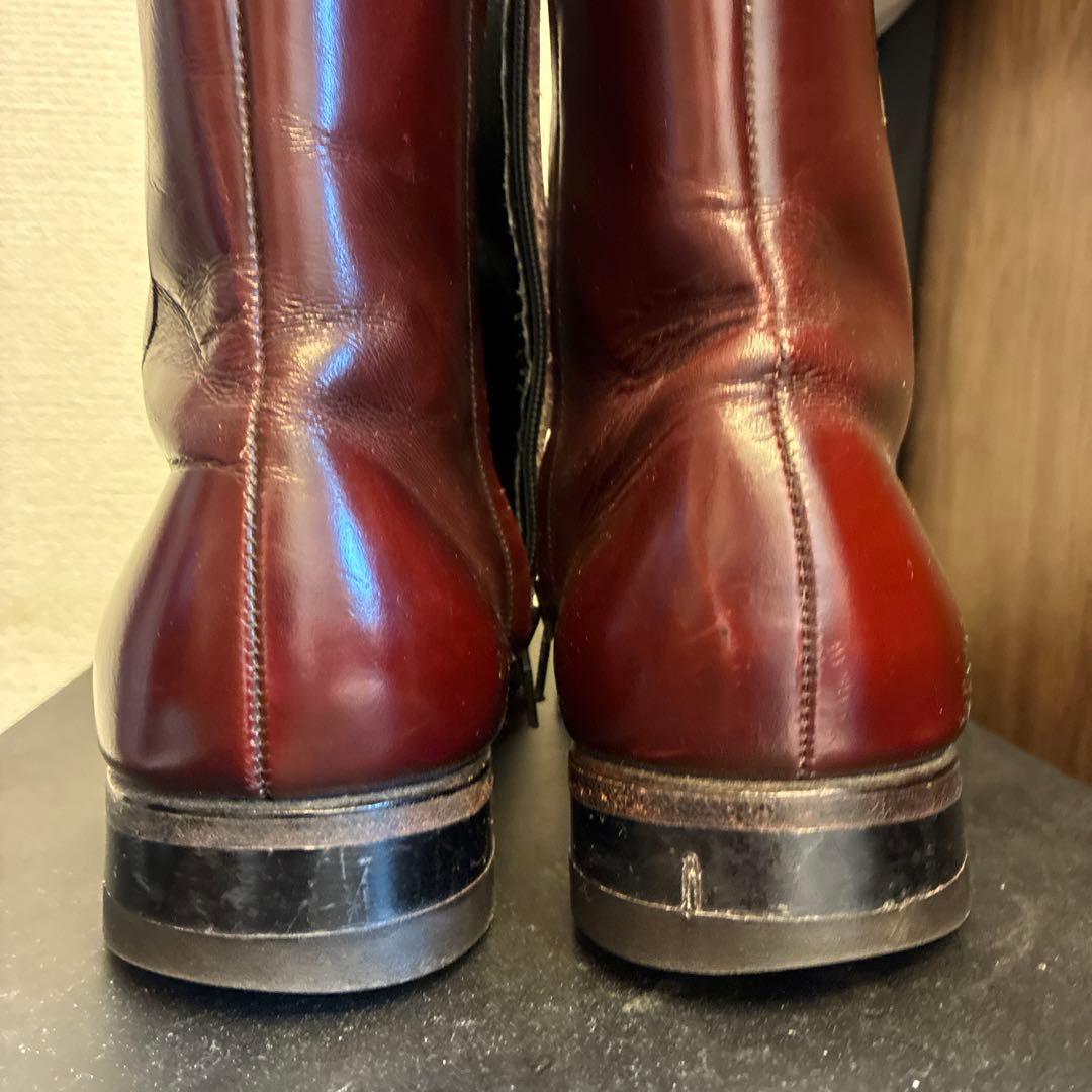 フローシャイム サイドジップ レザー ヒールブーツ