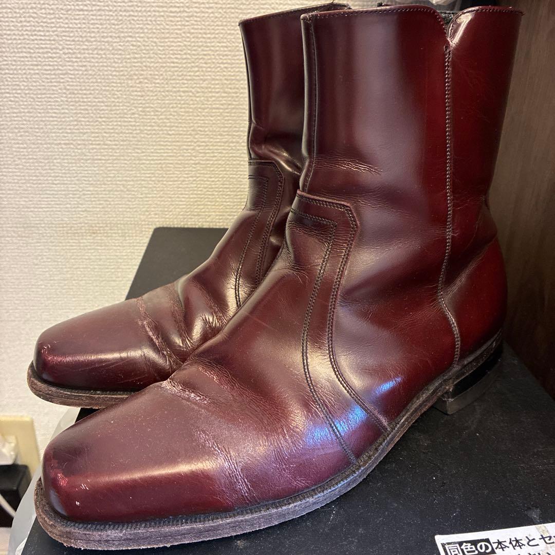 フローシャイム サイドジップ レザー ヒールブーツ