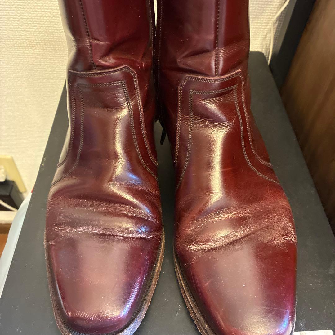 フローシャイム サイドジップ レザー ヒールブーツ