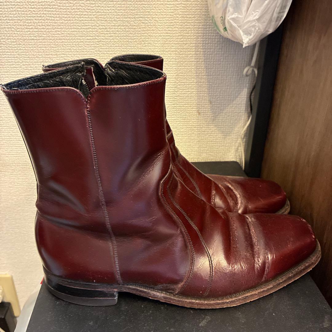 フローシャイム サイドジップ レザー ヒールブーツ