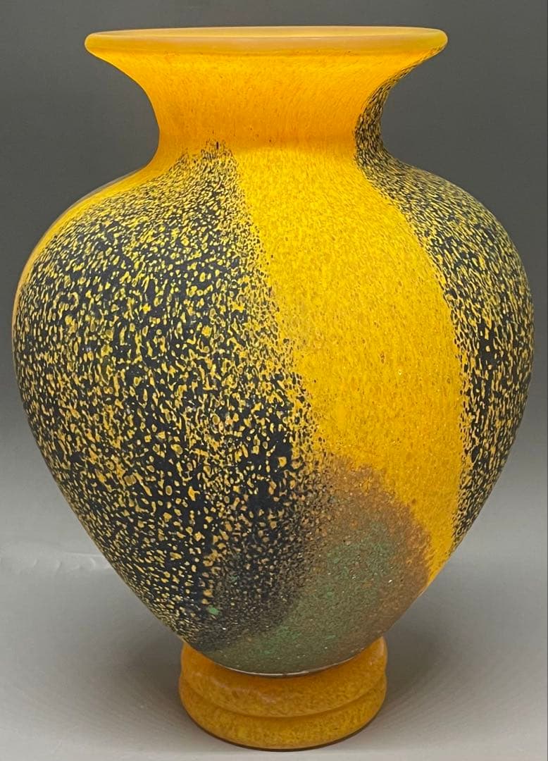 岩田糸子　秋詩　ガラス花瓶　花入　共箱　N417