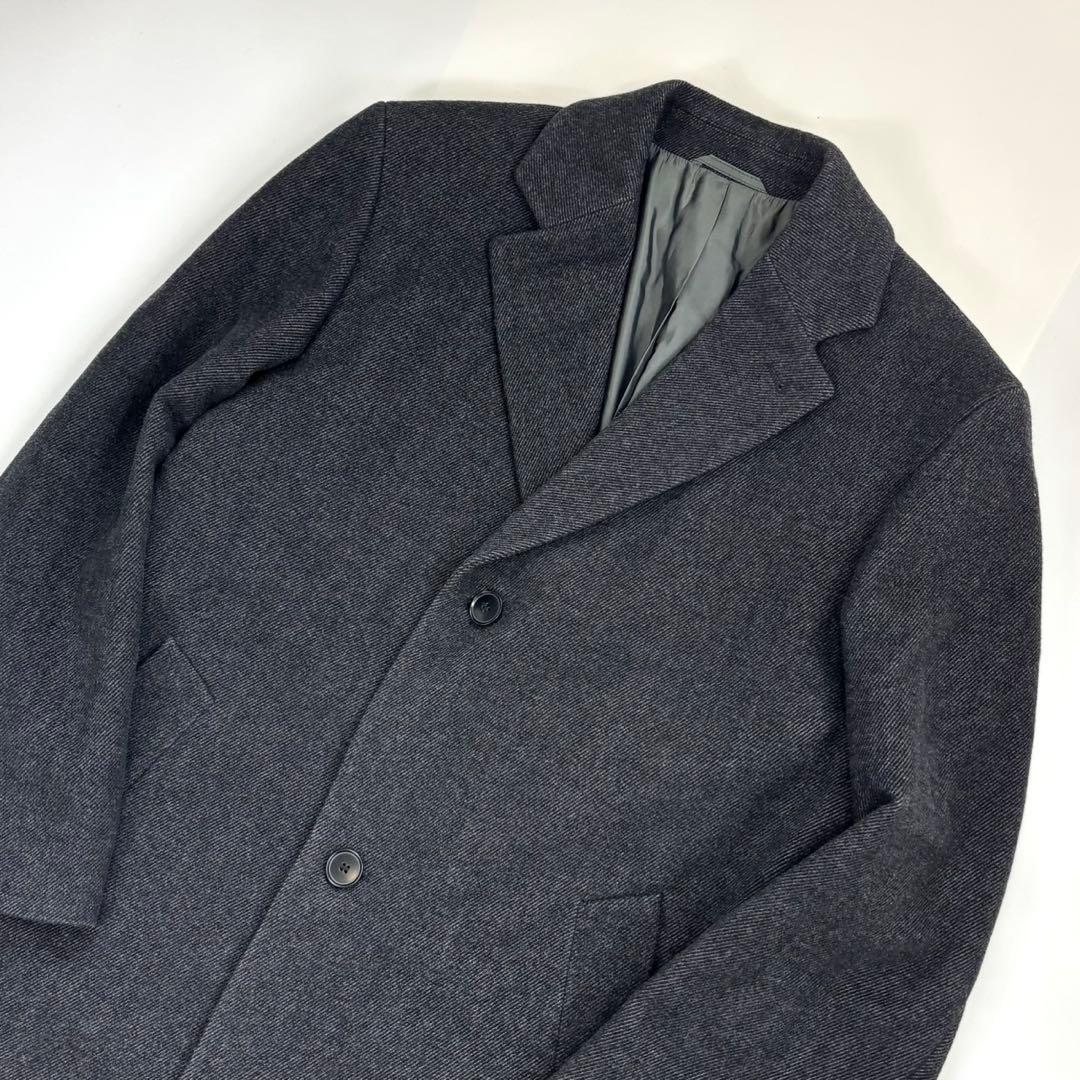 極美品✨ ヒューゴボス チェスターコート ウール素材 L ダークグレー