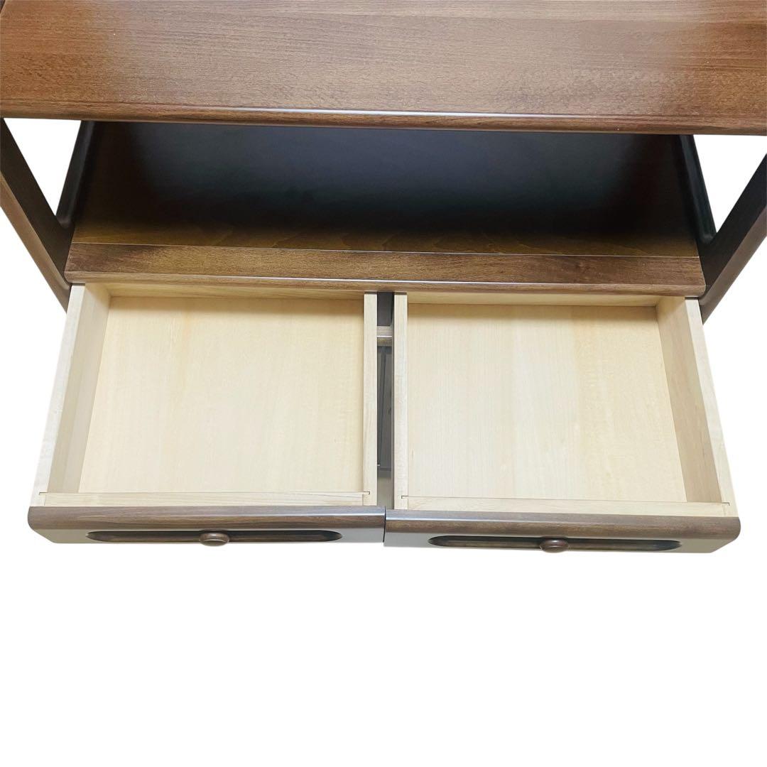 【美品】Karimoku カリモク 家具 木製 電話台 キャビネット FAX台