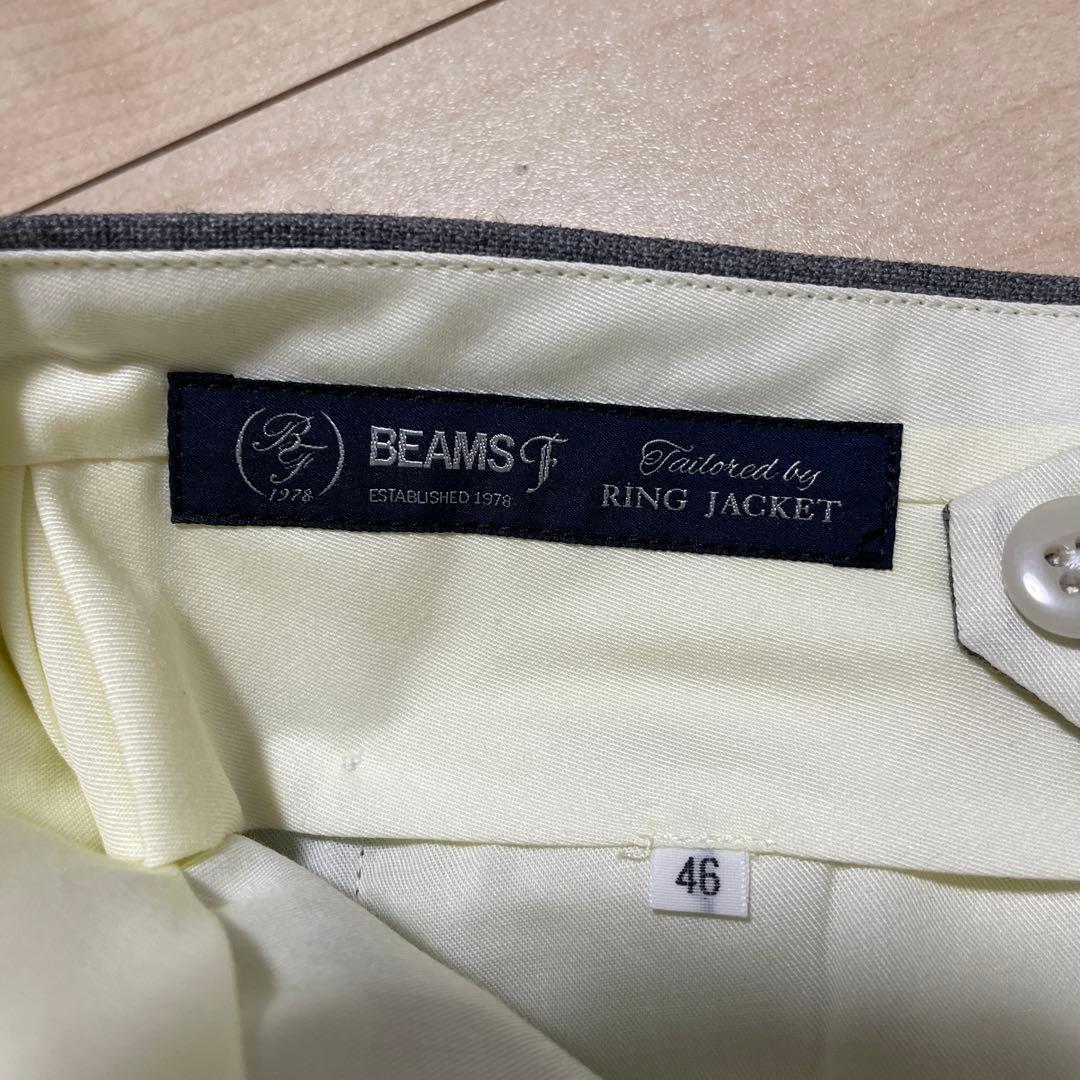 BEAMS F ウール フレスコ 2プリーツ サイドアジャスター スラックス