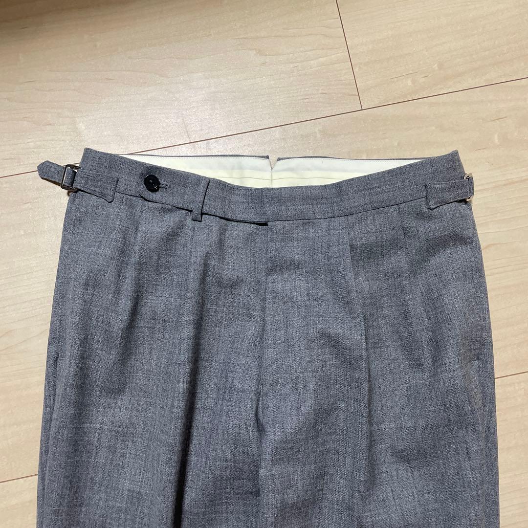 BEAMS F ウール フレスコ 2プリーツ サイドアジャスター スラックス