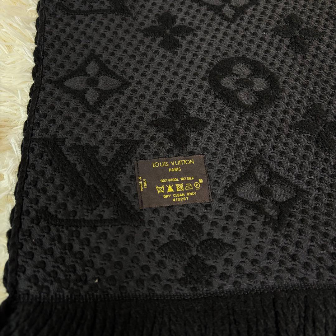 と*む様 美品✨ルイヴィトン モノグラム マフラー エシャルプ ロゴマニブラック