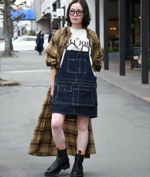 美品 Johnbull ジョンブル デニム ミニサロペット スカート エプロン